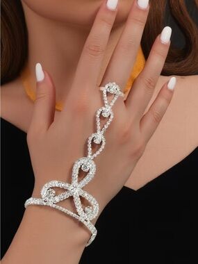 Affordable Fashion Finds Silver Crystal Hand Harness Bracelet